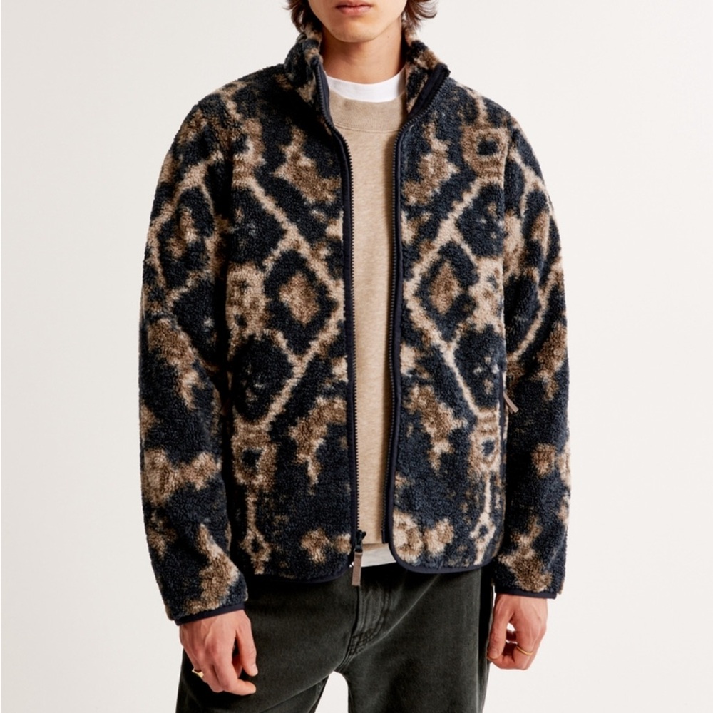 Abercrombie & Fitch Pattern Sherpa Full-Zip Jacket - NWT